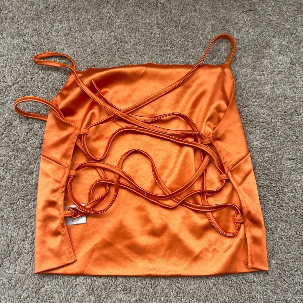 Better Be orange tank top, backless detailing size small